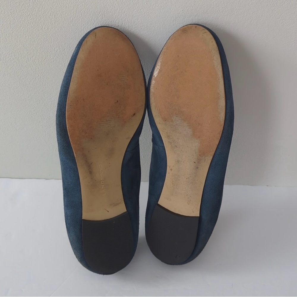Lands' End Emma Rounded Toe Flats Suede Leather Dusk Blue size 8D Wide - Picture 4 of 8